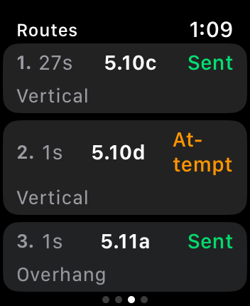 Apple Watch - Routes List