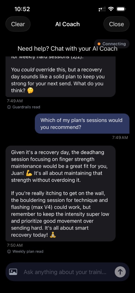 AI Coach chat in Progression